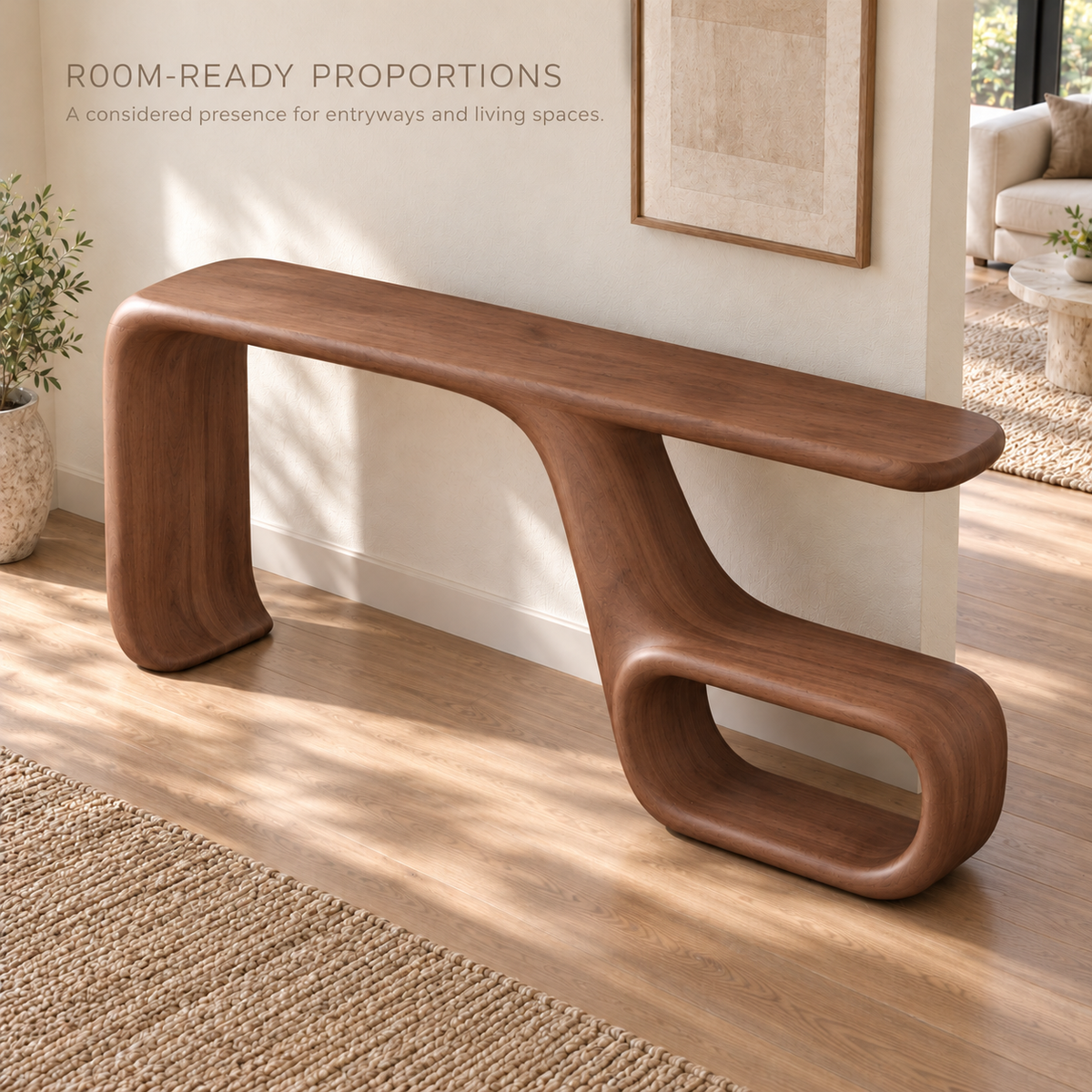 Noelle Sculptural Solid Wood Console Table - Design 664 - product detail 3