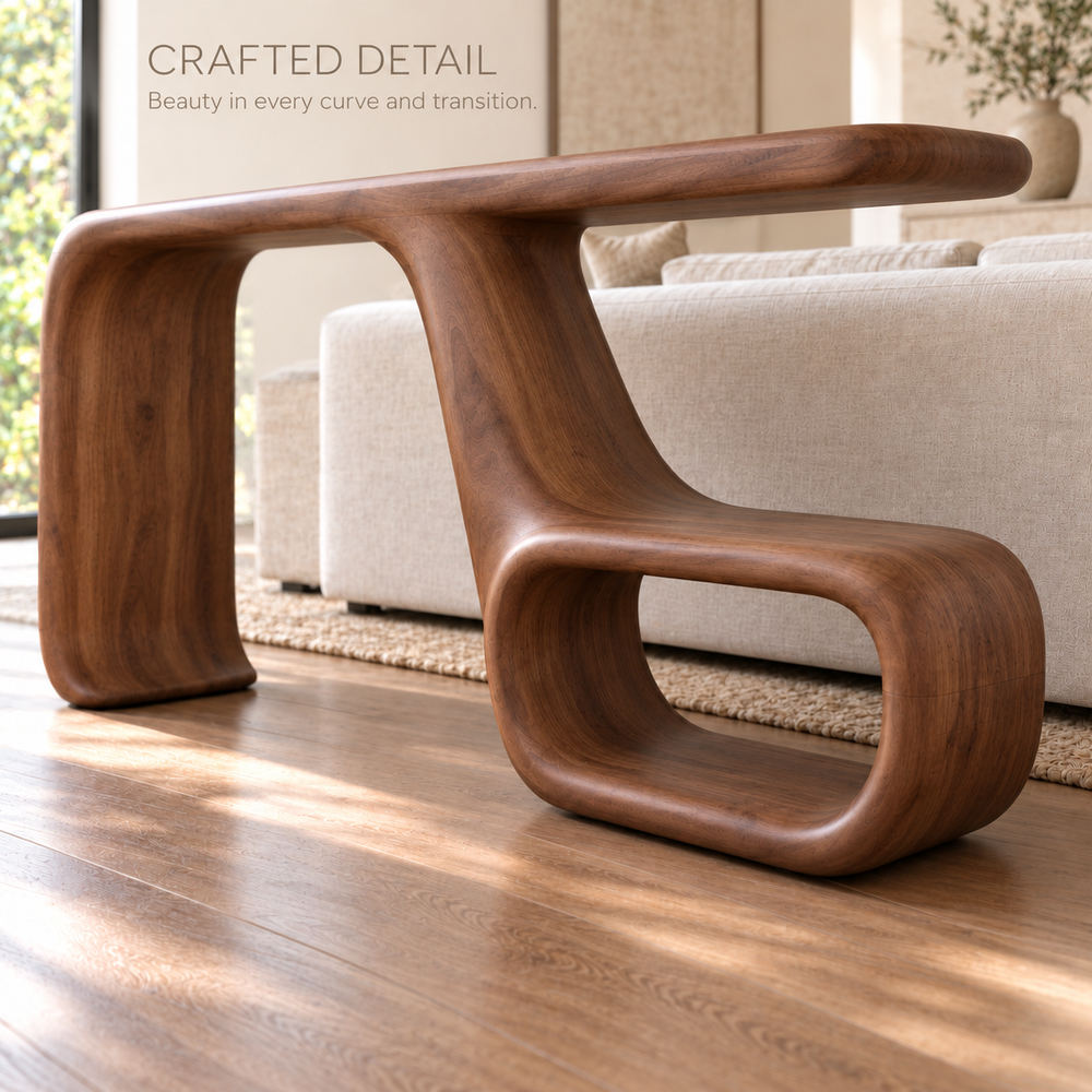 Noelle Sculptural Solid Wood Console Table - Design 664 - product detail 5