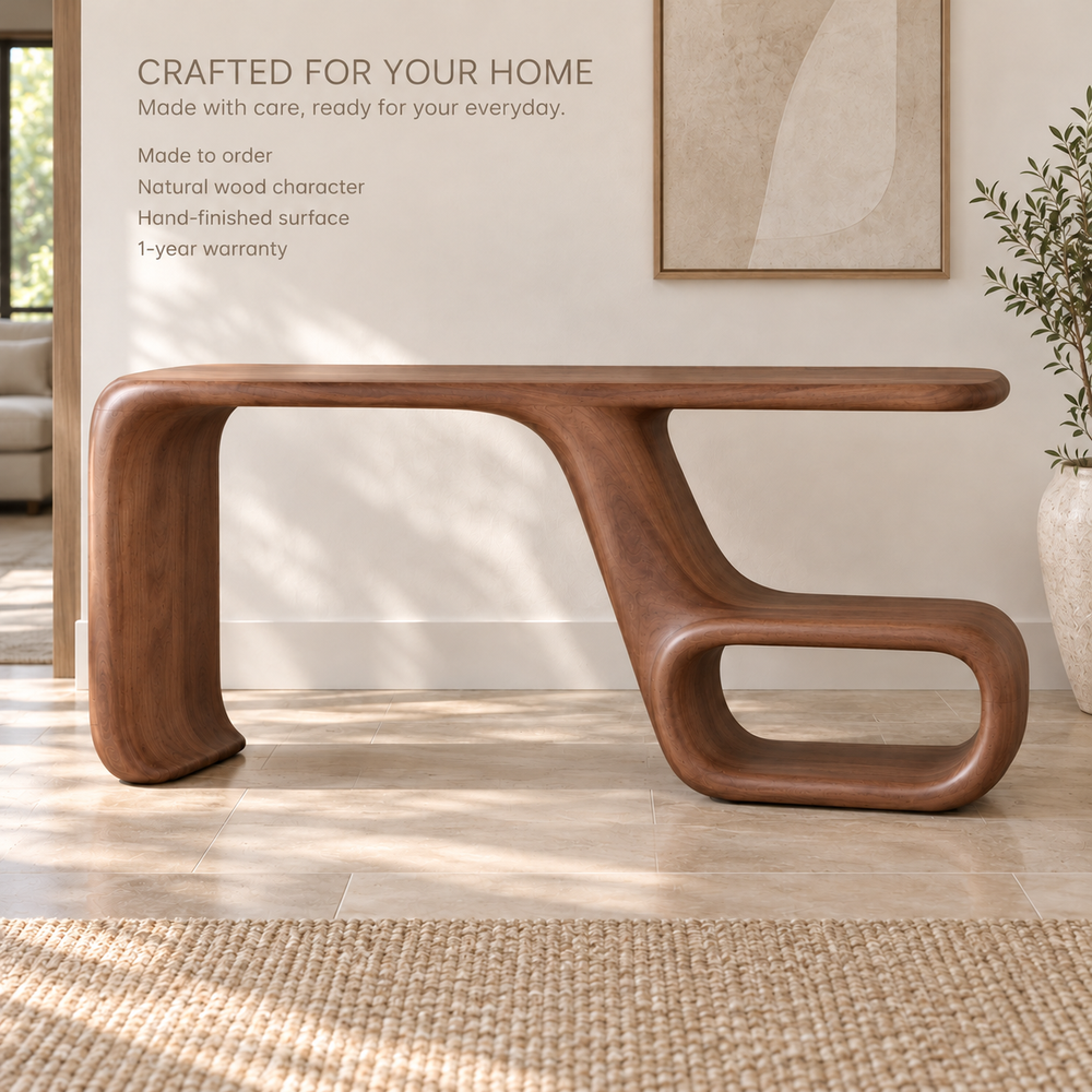 Noelle Sculptural Solid Wood Console Table - Design 664 - product detail 8