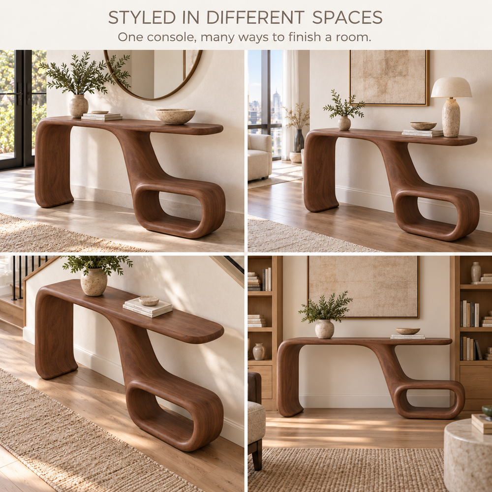 Noelle Sculptural Solid Wood Console Table - Design 664 - product detail 9