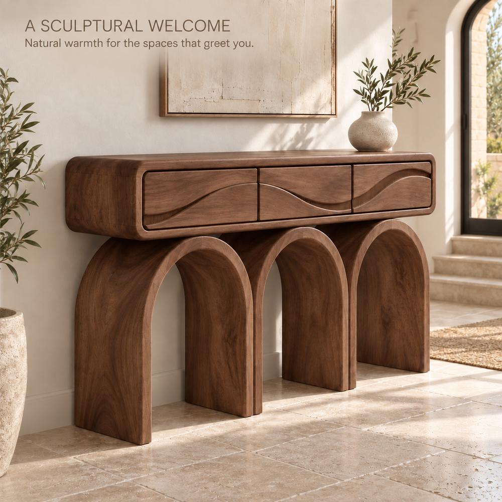 Elian Sculptural Solid Wood Console Table - Design 665 - product detail 1