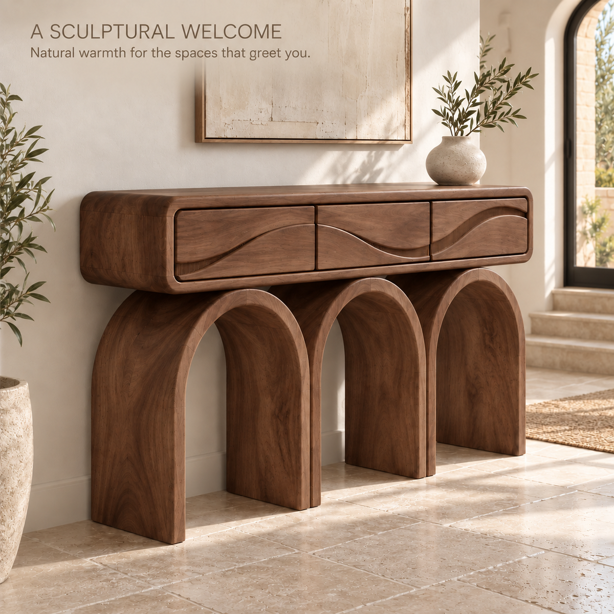 Elian Sculptural Solid Wood Console Table - Design 665 - product detail 1