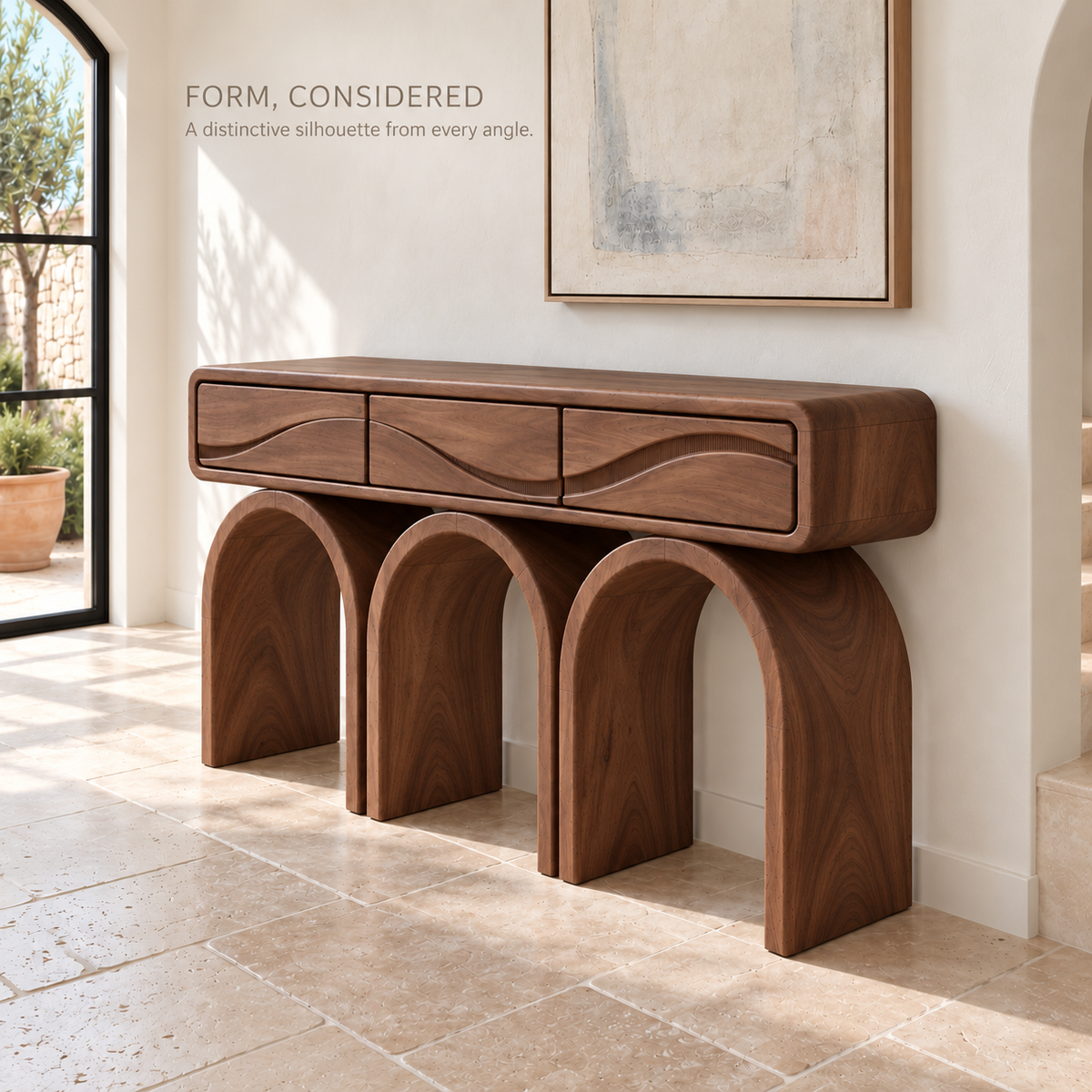 Elian Sculptural Solid Wood Console Table - Design 665 - product detail 2