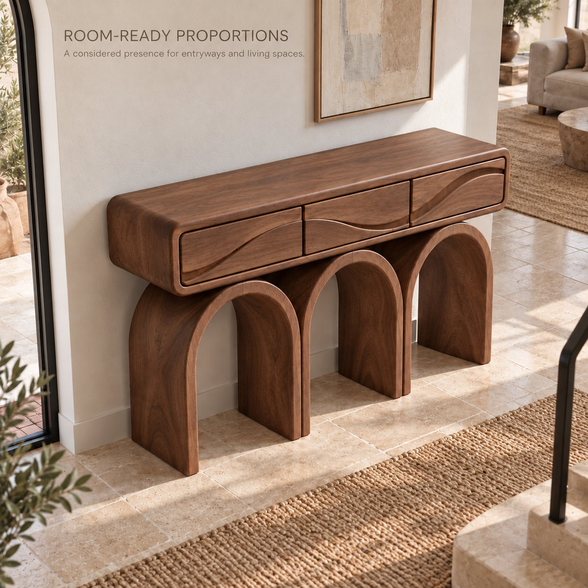 Elian Sculptural Solid Wood Console Table - Design 665 - product detail 3