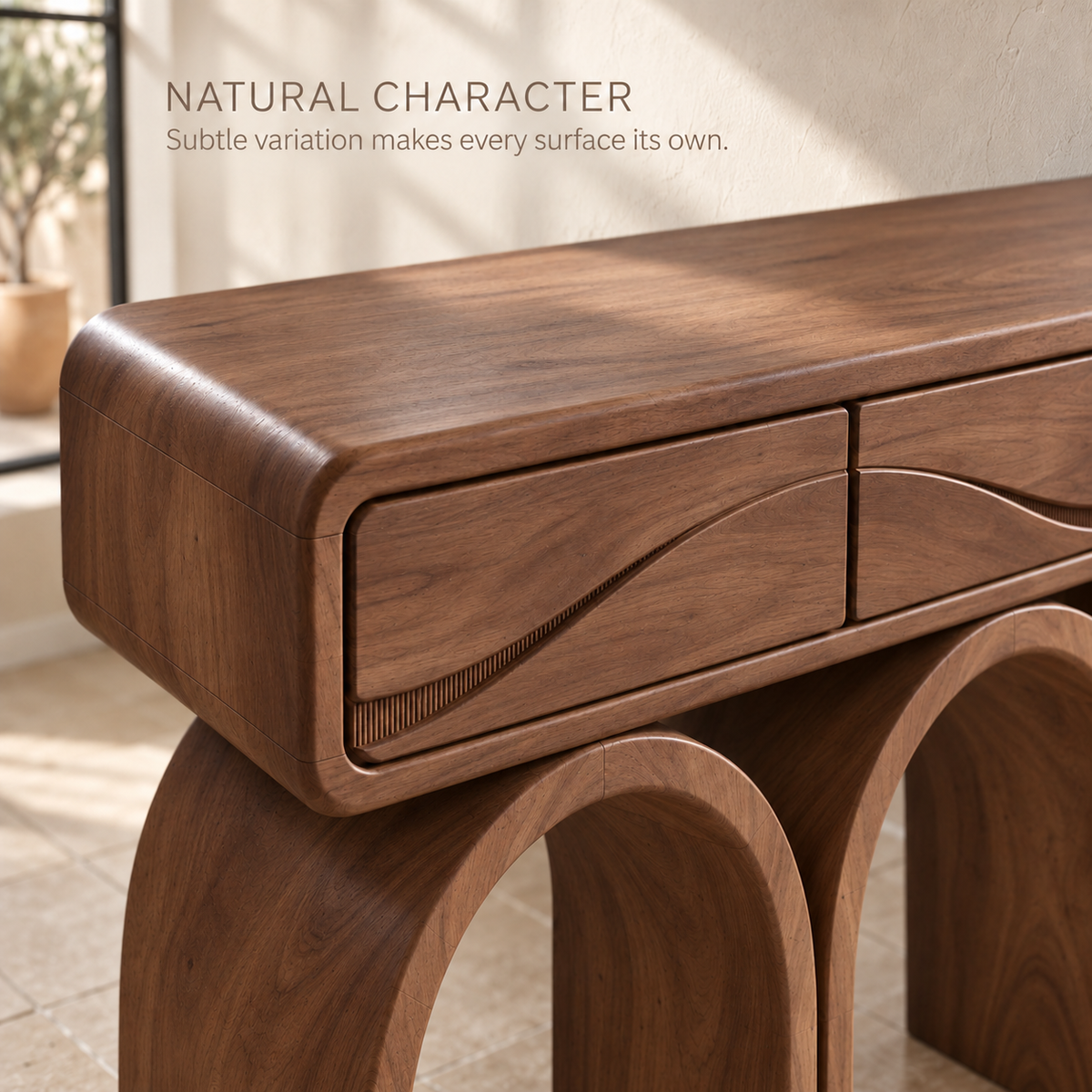 Elian Sculptural Solid Wood Console Table - Design 665 - product detail 4