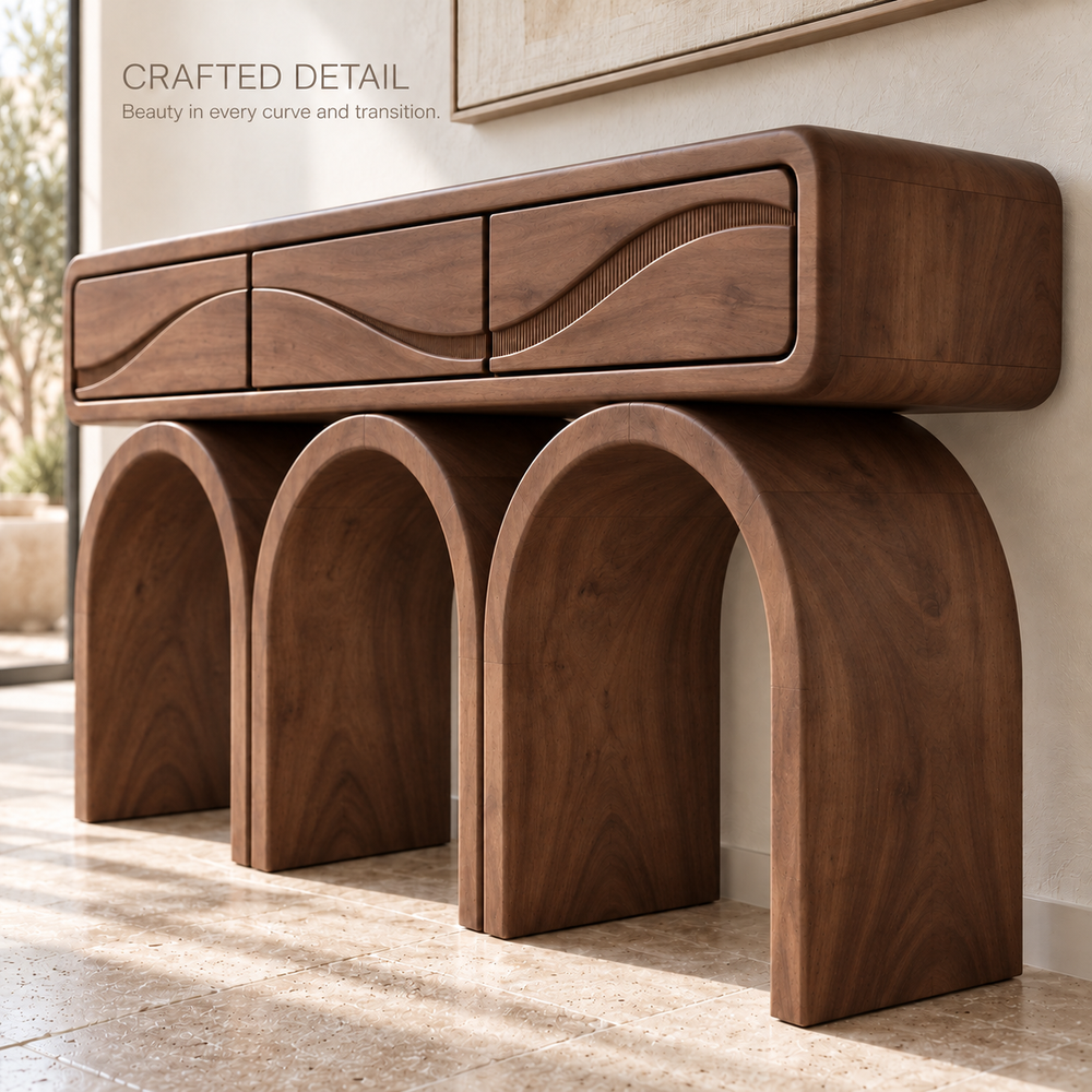 Elian Sculptural Solid Wood Console Table - Design 665 - product detail 5