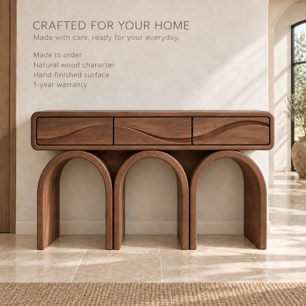 Elian Sculptural Solid Wood Console Table - Design 665 - product detail 8