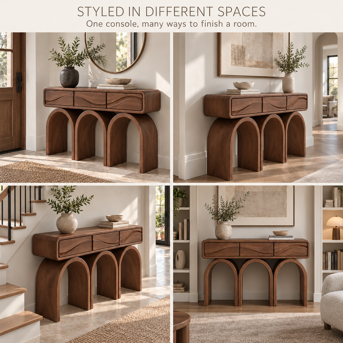 Elian Sculptural Solid Wood Console Table - Design 665 - product detail 9