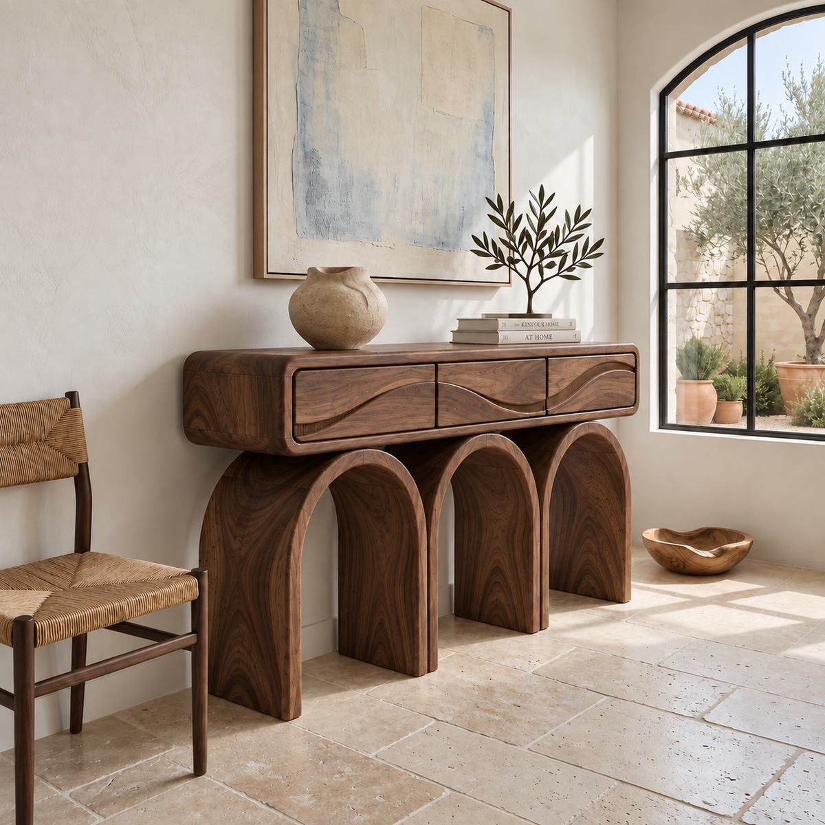 Elian Sculptural Solid Wood Console Table - Design 665 - original main view