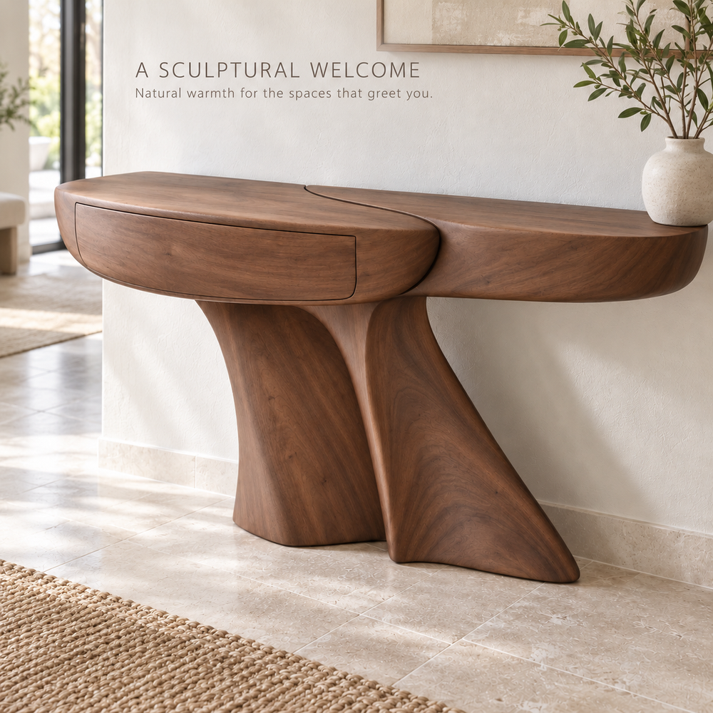 Seraph Sculptural Solid Wood Console Table - Design 666 - product detail 1