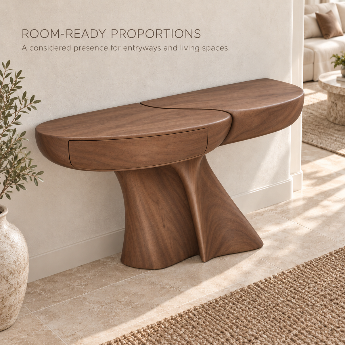Seraph Sculptural Solid Wood Console Table - Design 666 - product detail 3