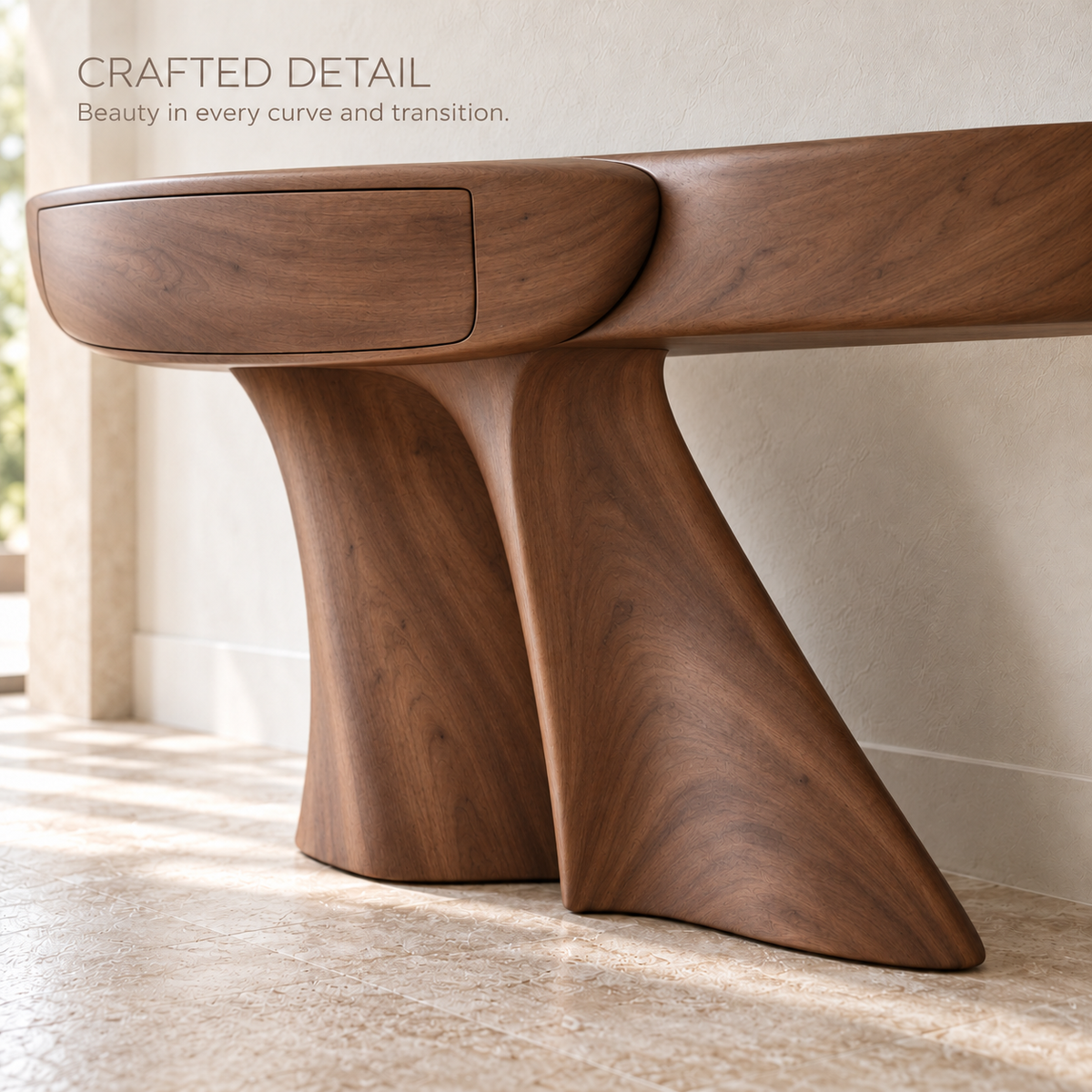 Seraph Sculptural Solid Wood Console Table - Design 666 - product detail 5