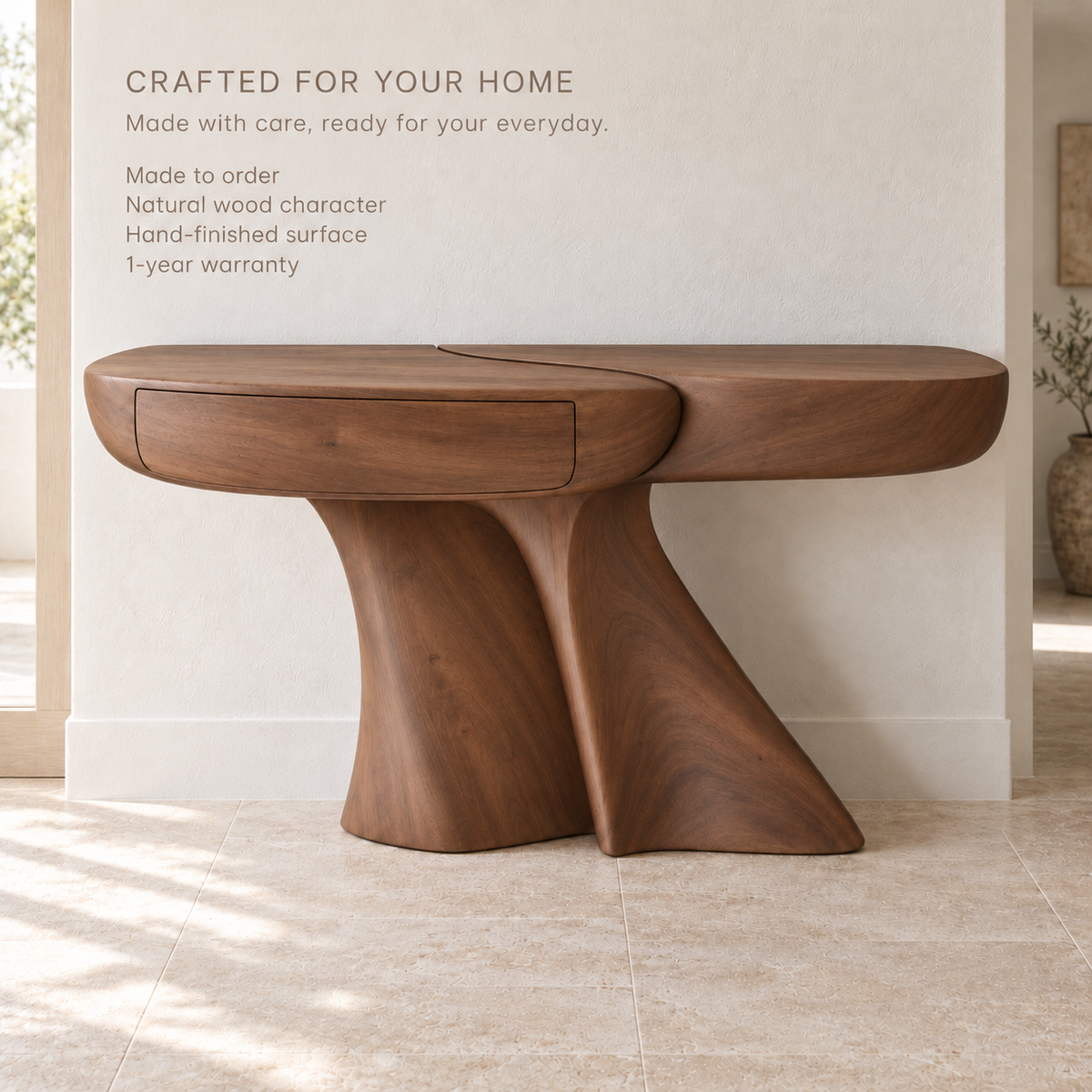 Seraph Sculptural Solid Wood Console Table - Design 666 - product detail 8
