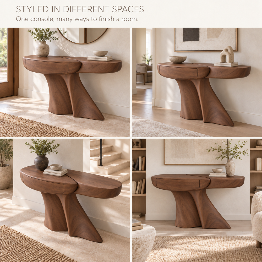 Seraph Sculptural Solid Wood Console Table - Design 666 - product detail 9