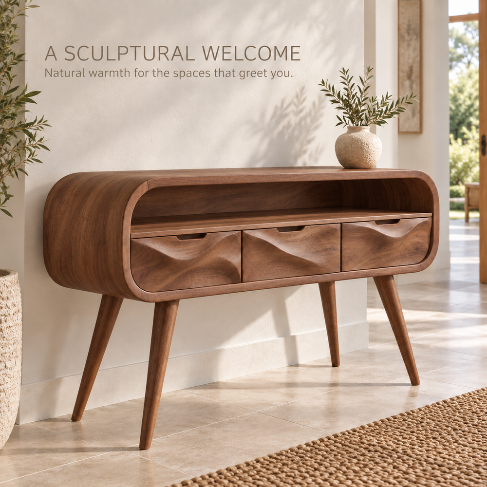 Maelle Sculptural Solid Wood Console Table - Design 667 - product detail 1