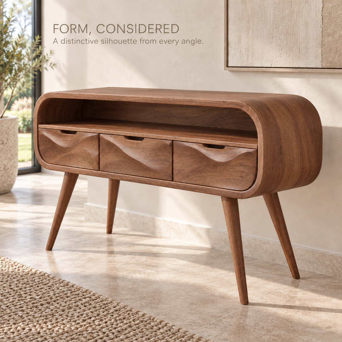 Maelle Sculptural Solid Wood Console Table - Design 667 - product detail 2