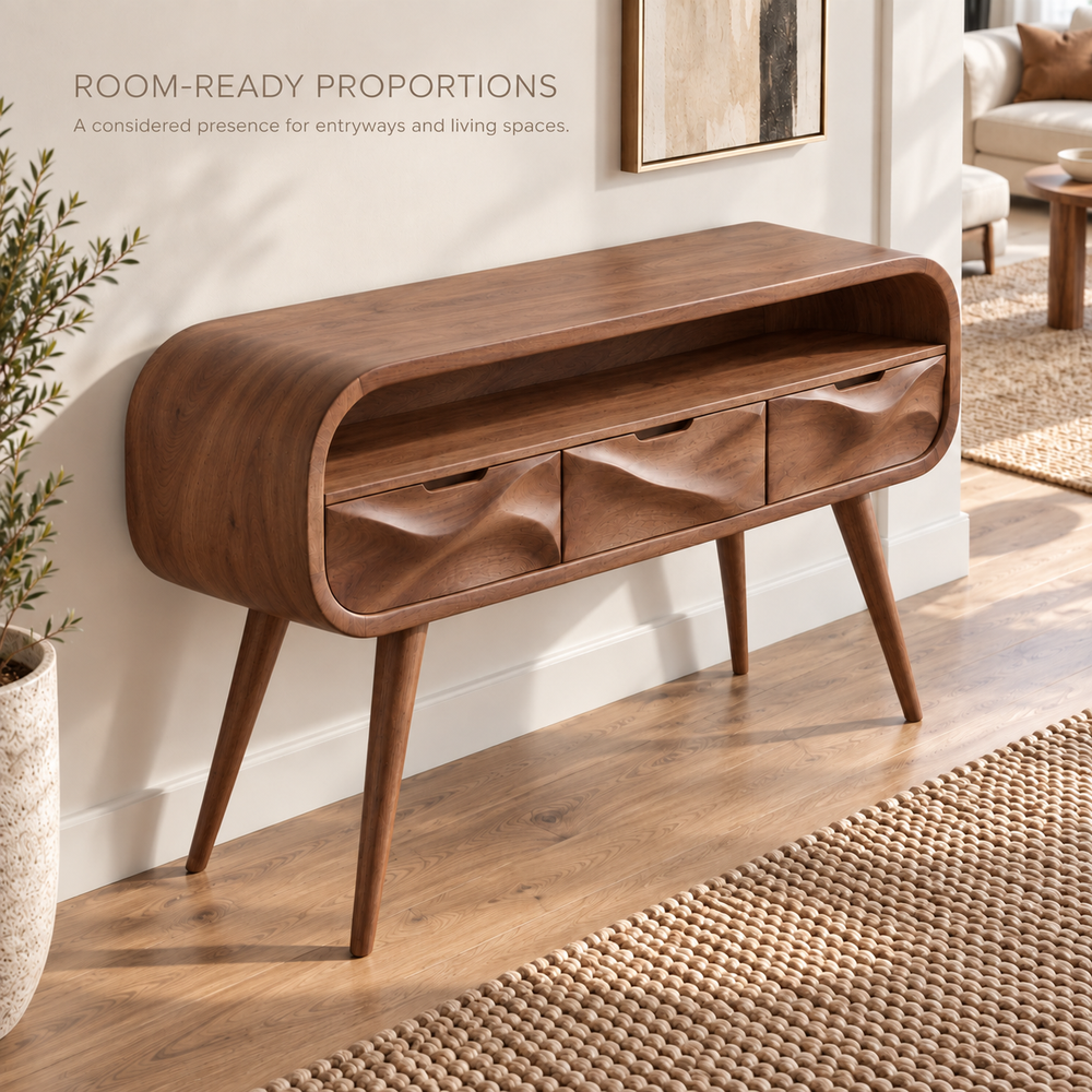 Maelle Sculptural Solid Wood Console Table - Design 667 - product detail 3