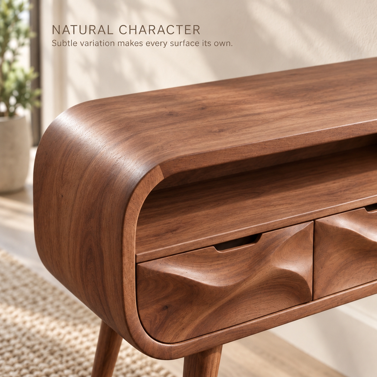 Maelle Sculptural Solid Wood Console Table - Design 667 - product detail 4