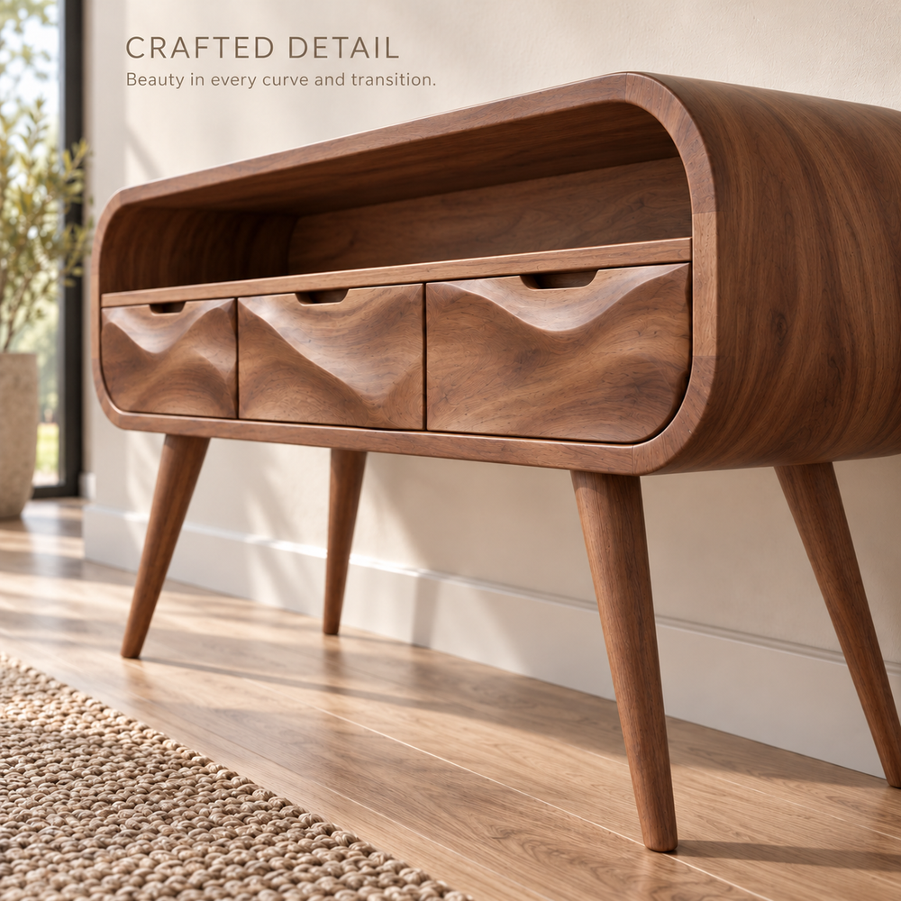 Maelle Sculptural Solid Wood Console Table - Design 667 - product detail 5