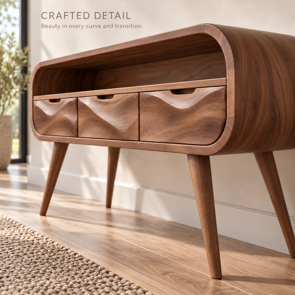 Maelle Sculptural Solid Wood Console Table - Design 667 - product detail 5