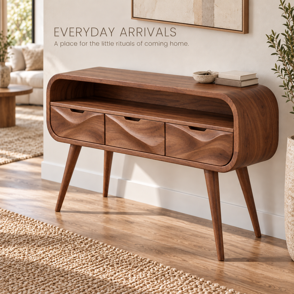 Maelle Sculptural Solid Wood Console Table - Design 667 - product detail 6