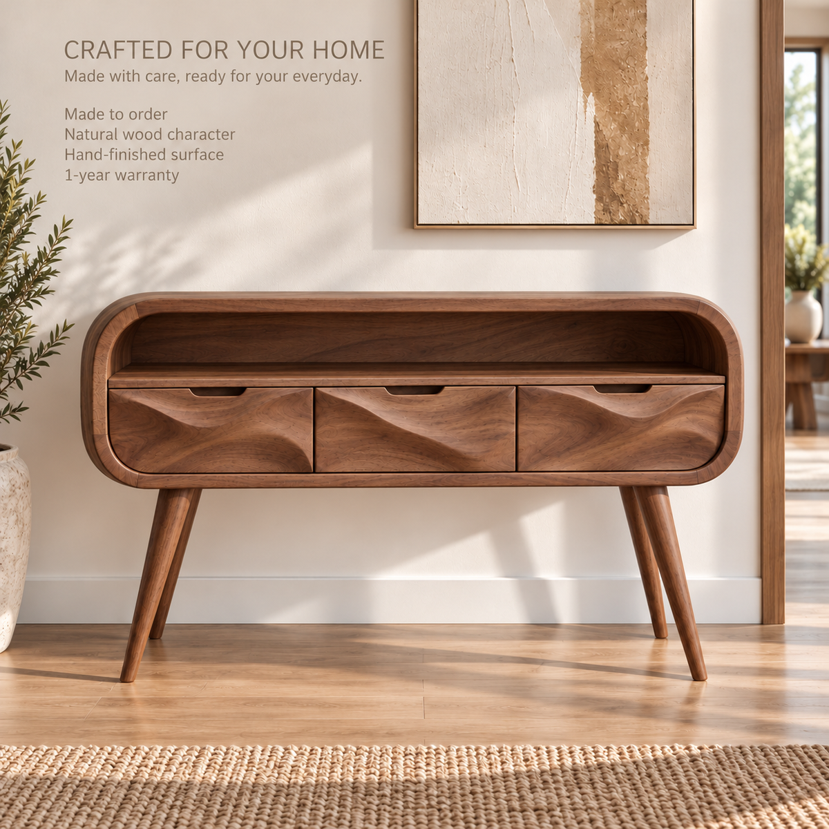 Maelle Sculptural Solid Wood Console Table - Design 667 - product detail 8
