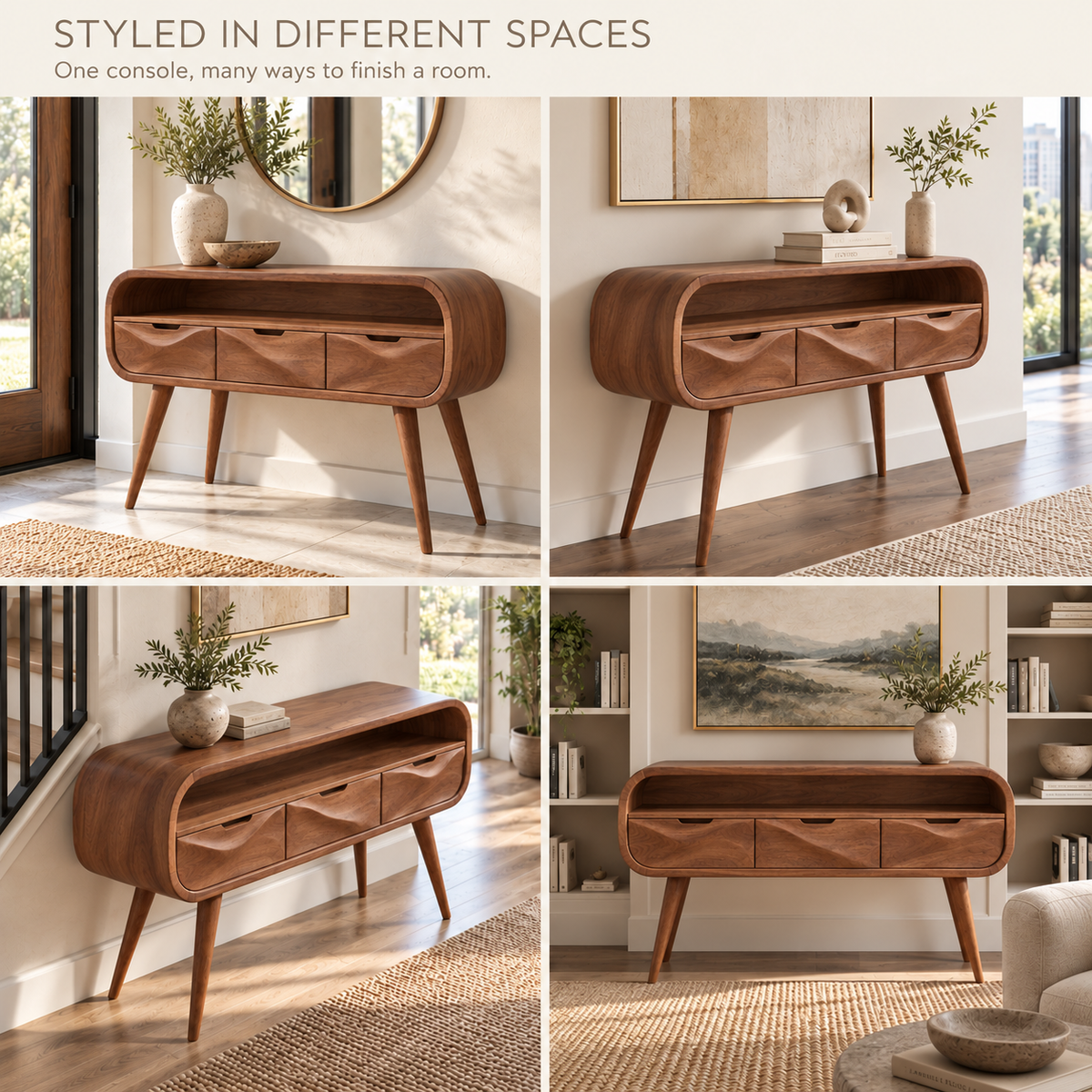 Maelle Sculptural Solid Wood Console Table - Design 667 - product detail 9