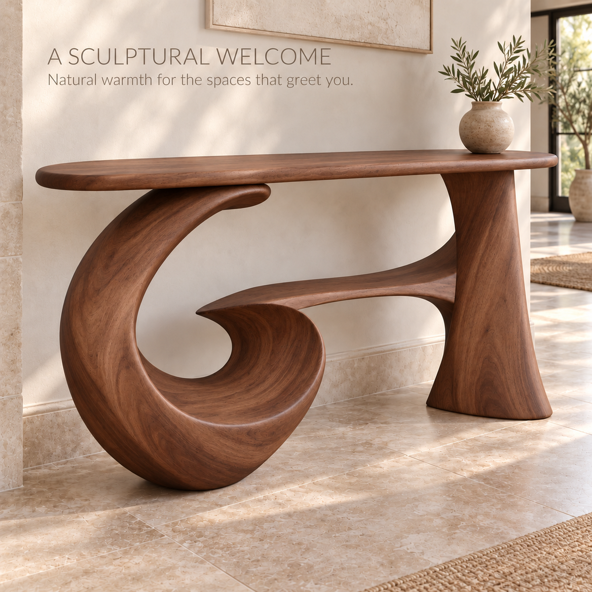 Corin Sculptural Solid Wood Console Table - Design 668 - product detail 1