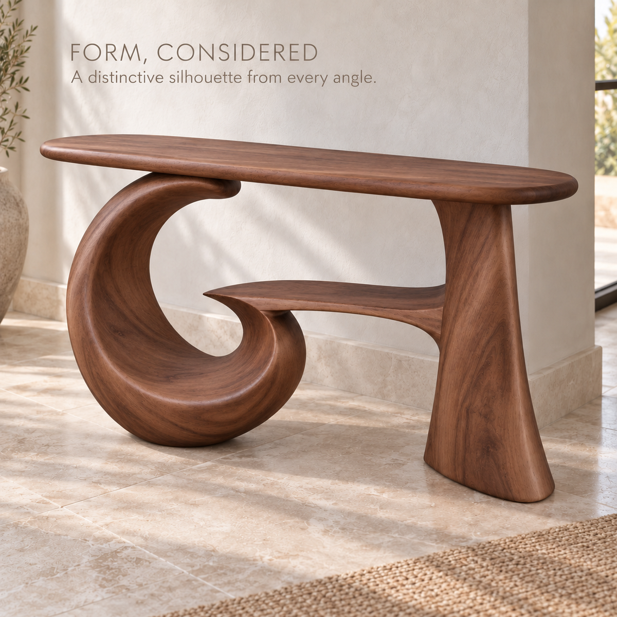 Corin Sculptural Solid Wood Console Table - Design 668 - product detail 2