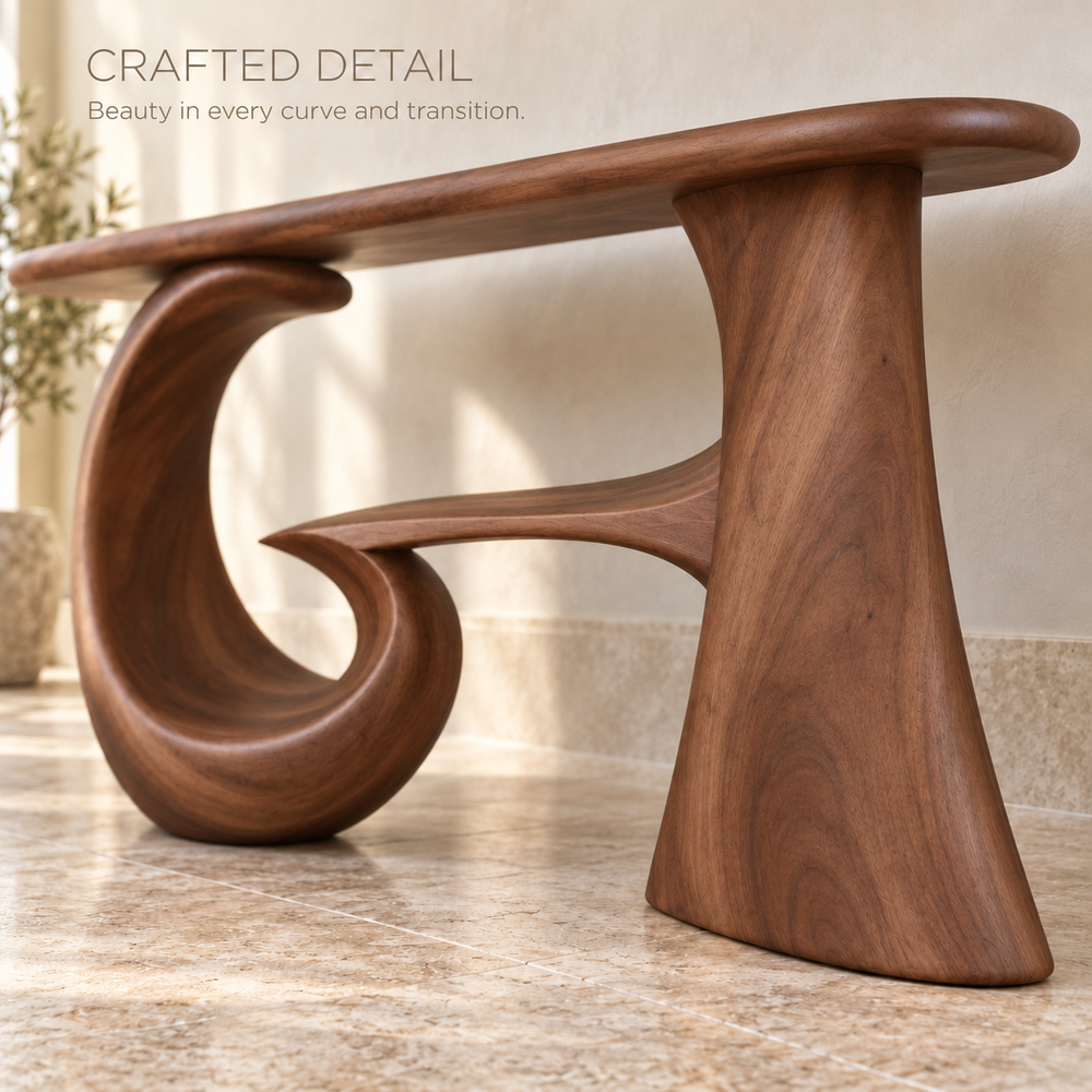 Corin Sculptural Solid Wood Console Table - Design 668 - product detail 5