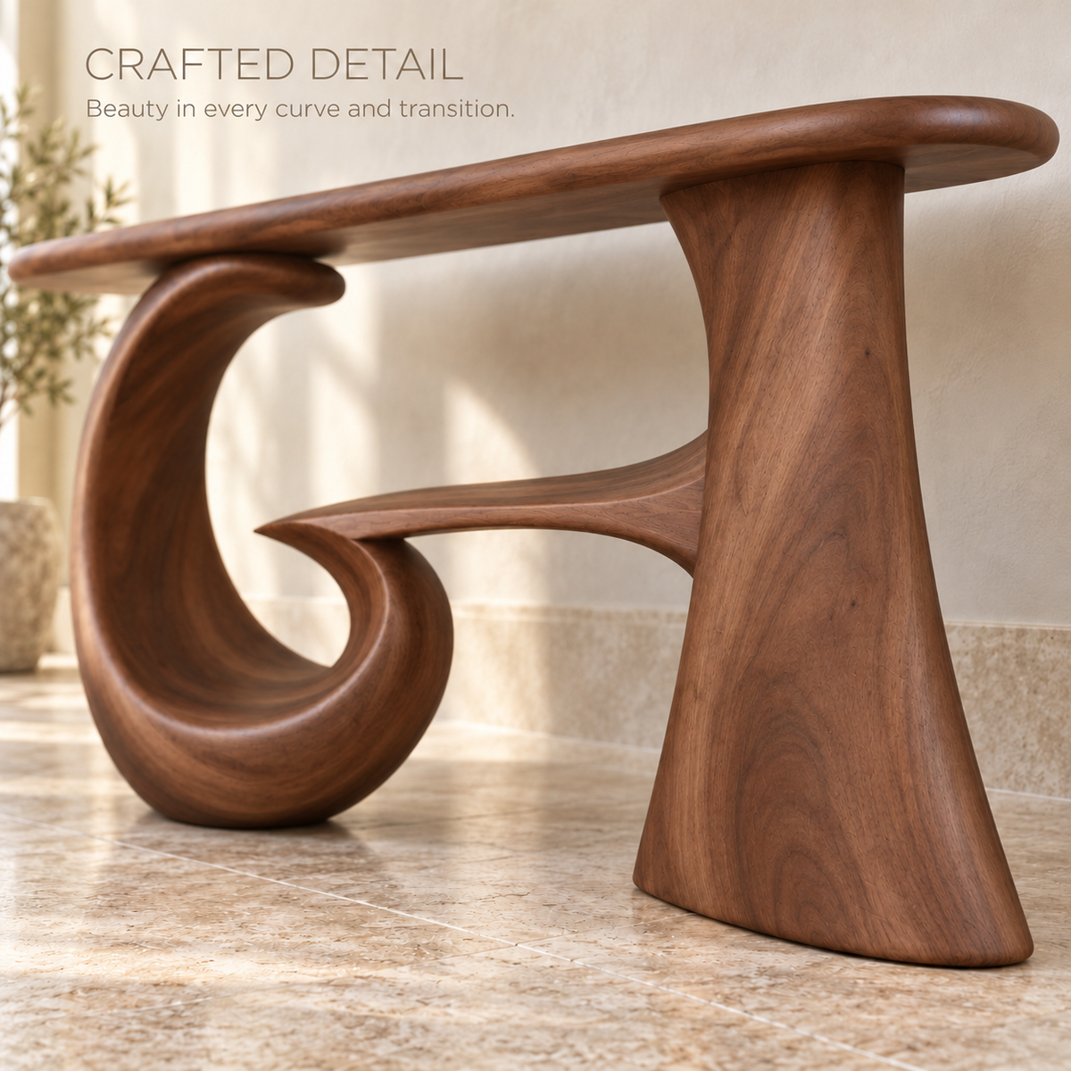 Corin Sculptural Solid Wood Console Table - Design 668 - product detail 5