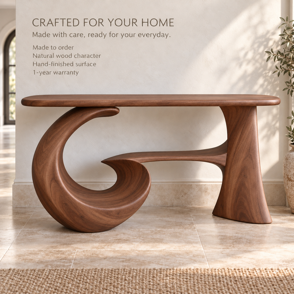 Corin Sculptural Solid Wood Console Table - Design 668 - product detail 8