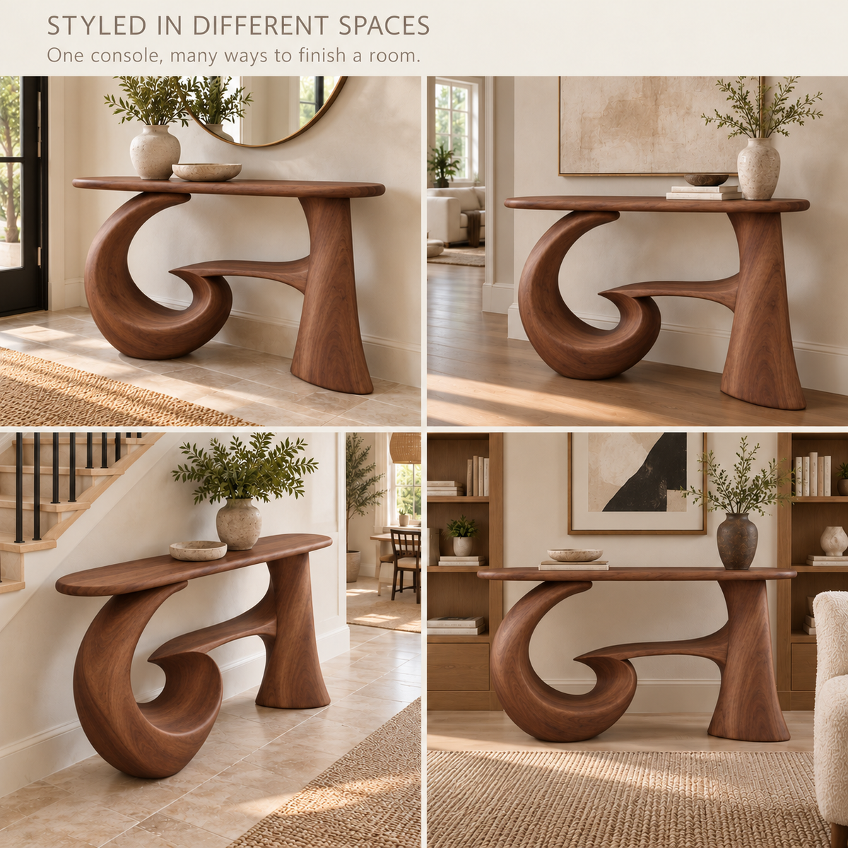 Corin Sculptural Solid Wood Console Table - Design 668 - product detail 9