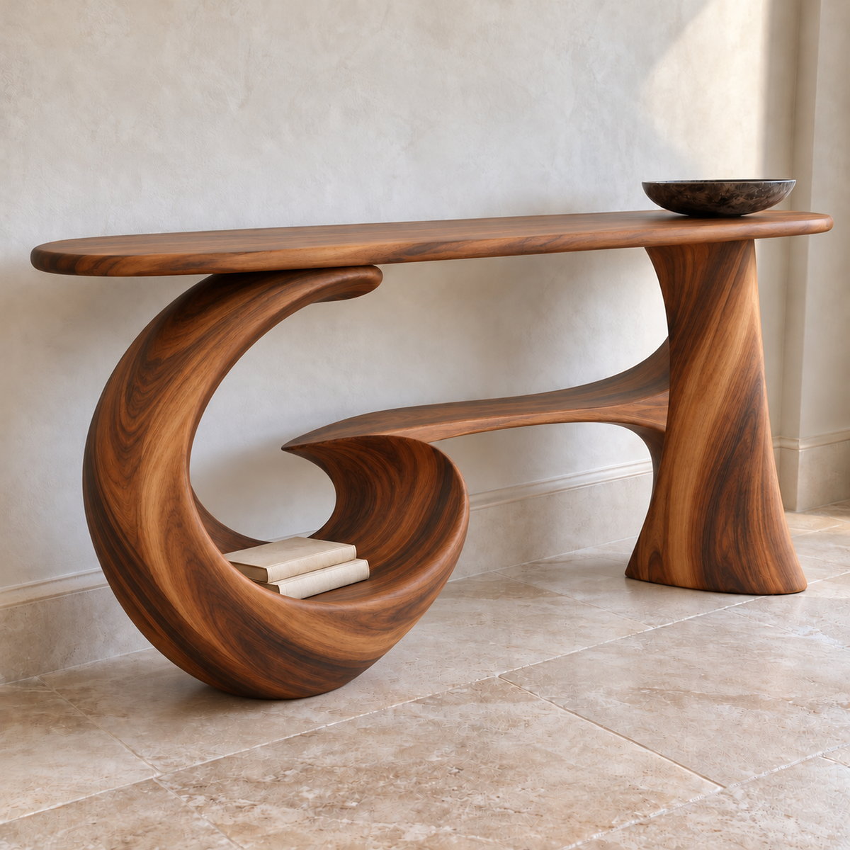 Corin Sculptural Solid Wood Console Table - Design 668 - original main view