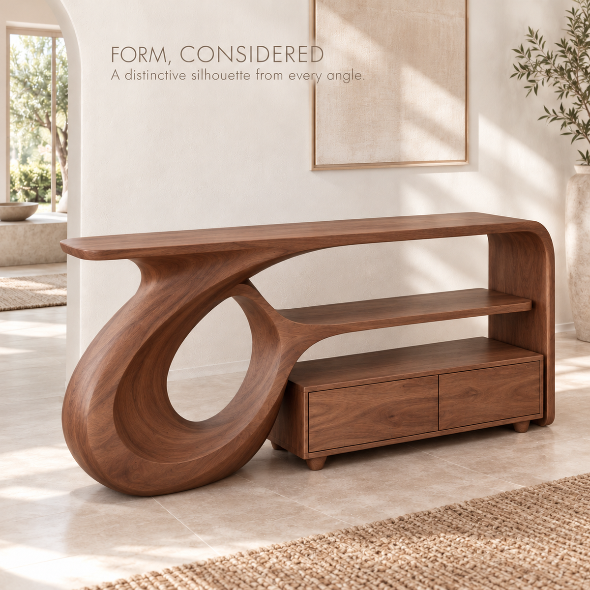 Amara Sculptural Solid Wood Console Table - Design 669 - product detail 2