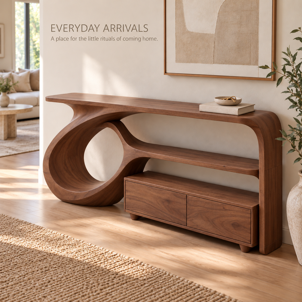 Amara Sculptural Solid Wood Console Table - Design 669 - product detail 6