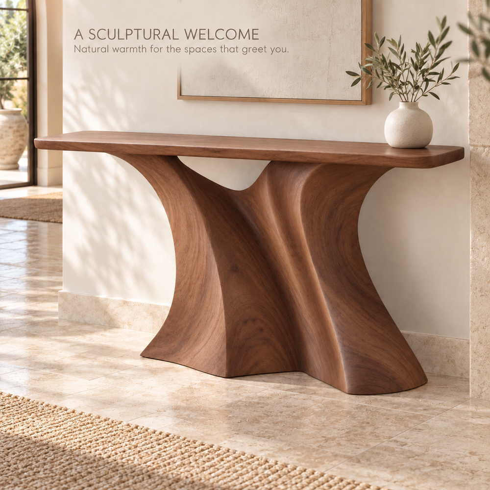 Theron Sculptural Solid Wood Console Table - Design 670 - product detail 1