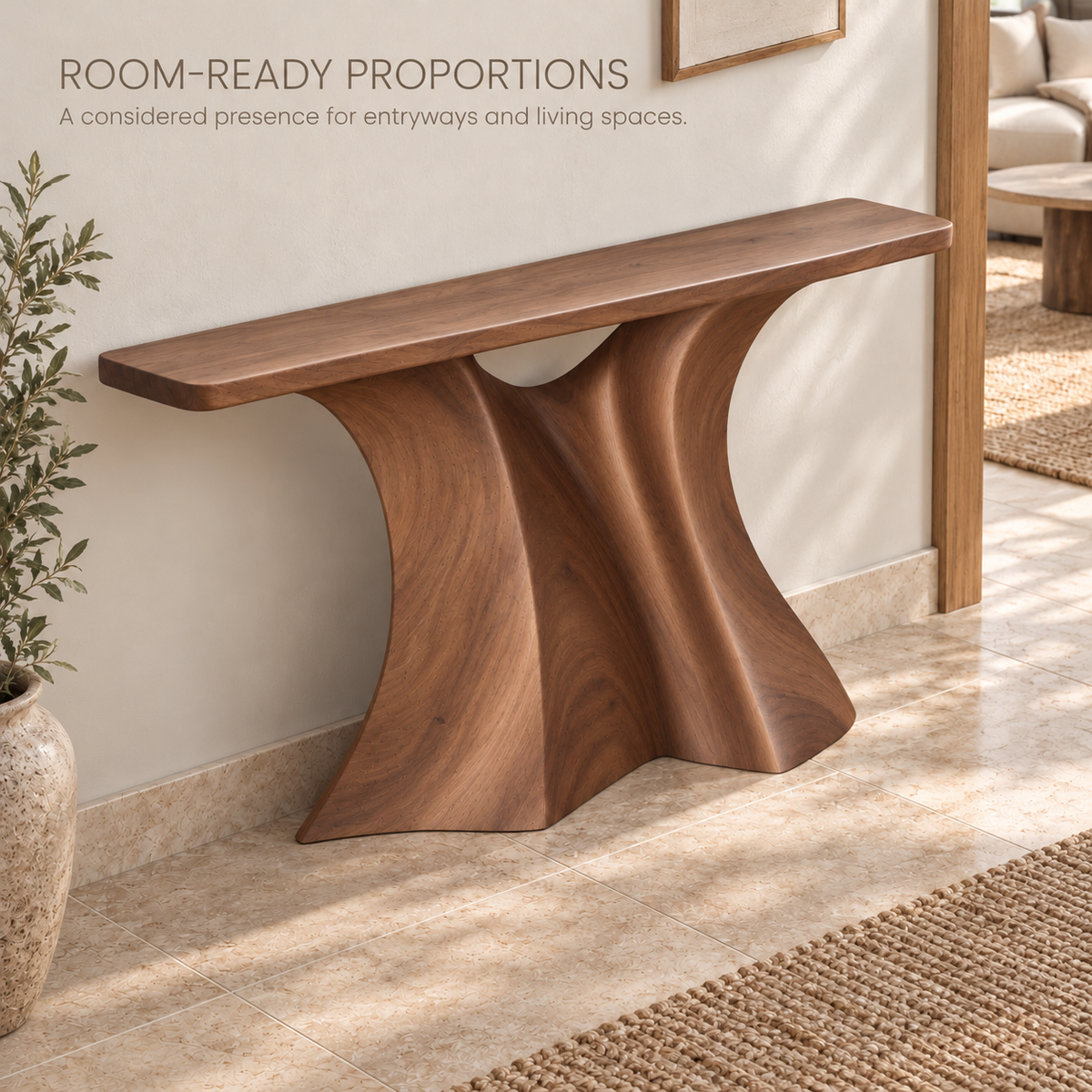 Theron Sculptural Solid Wood Console Table - Design 670 - product detail 3