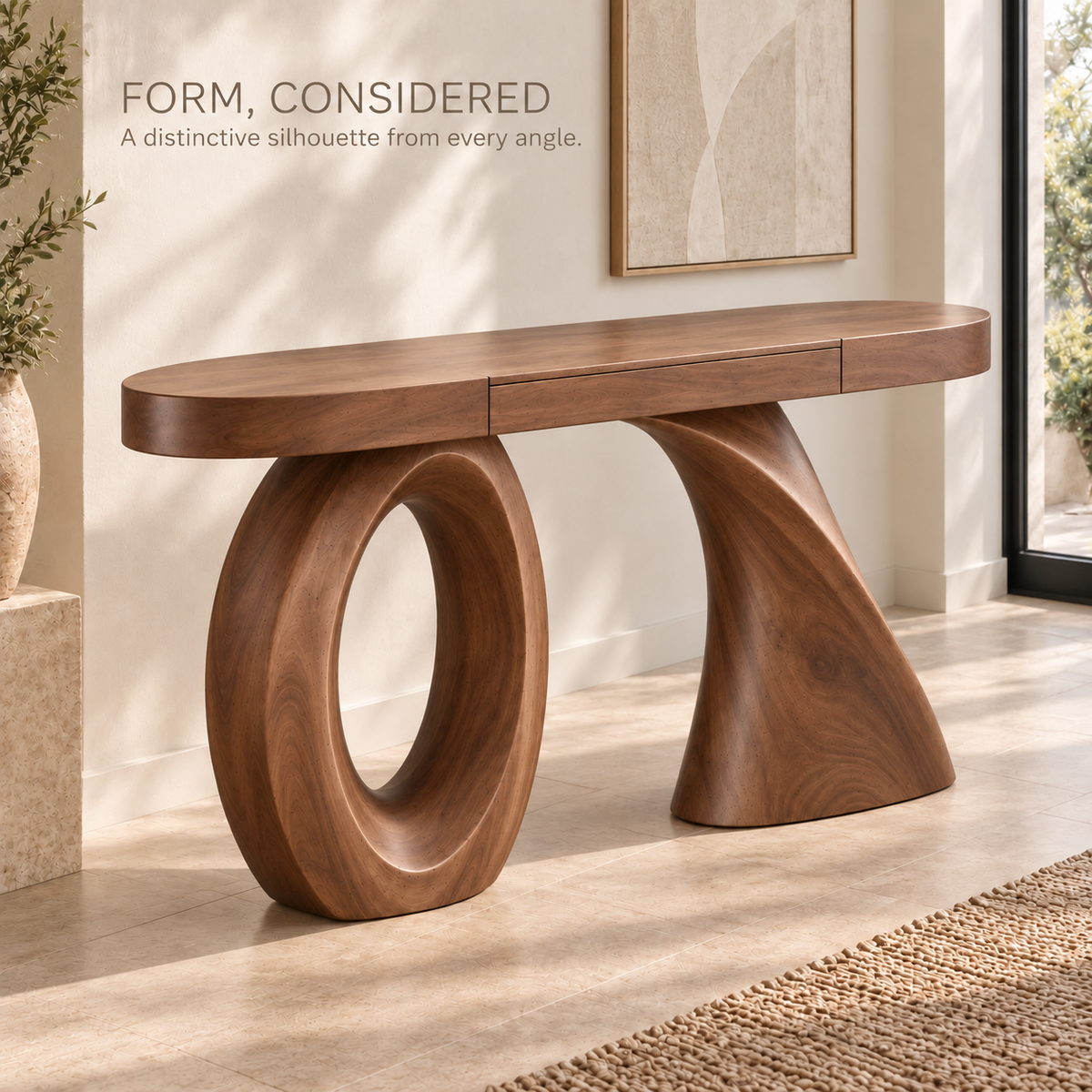 Lucienne Sculptural Solid Wood Console Table - Design 671 - product detail 2