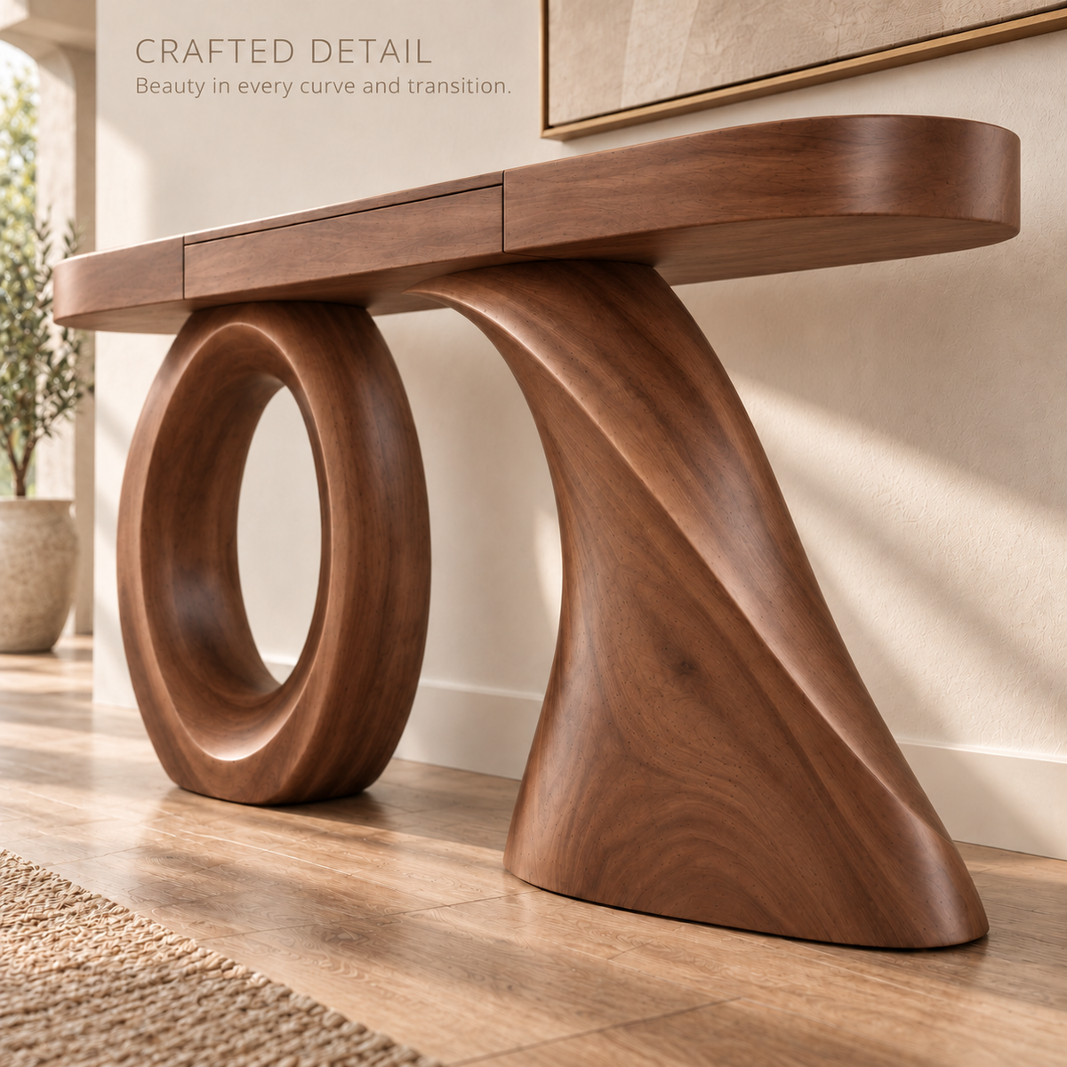 Lucienne Sculptural Solid Wood Console Table - Design 671 - product detail 5