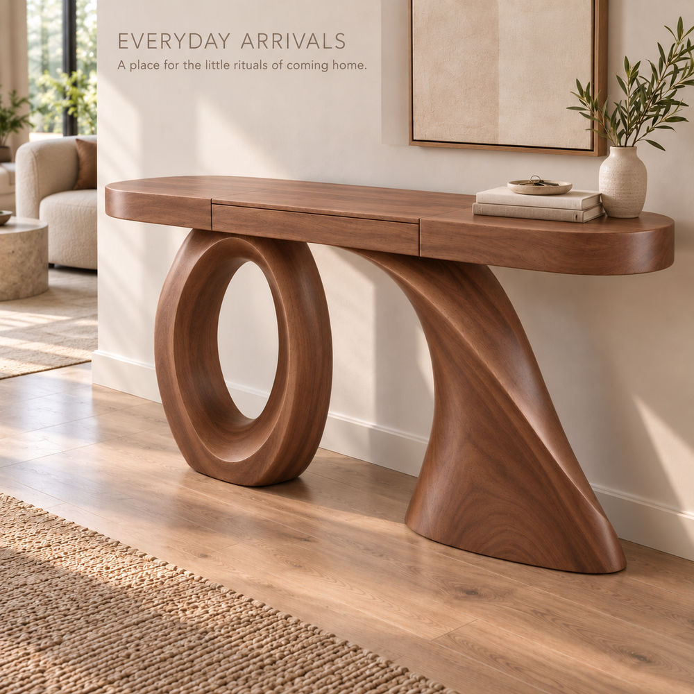 Lucienne Sculptural Solid Wood Console Table - Design 671 - product detail 6
