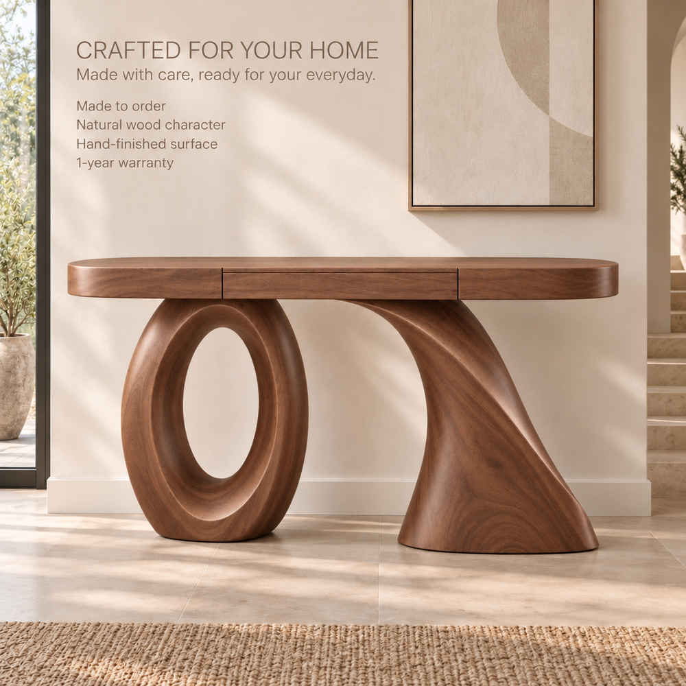 Lucienne Sculptural Solid Wood Console Table - Design 671 - product detail 8