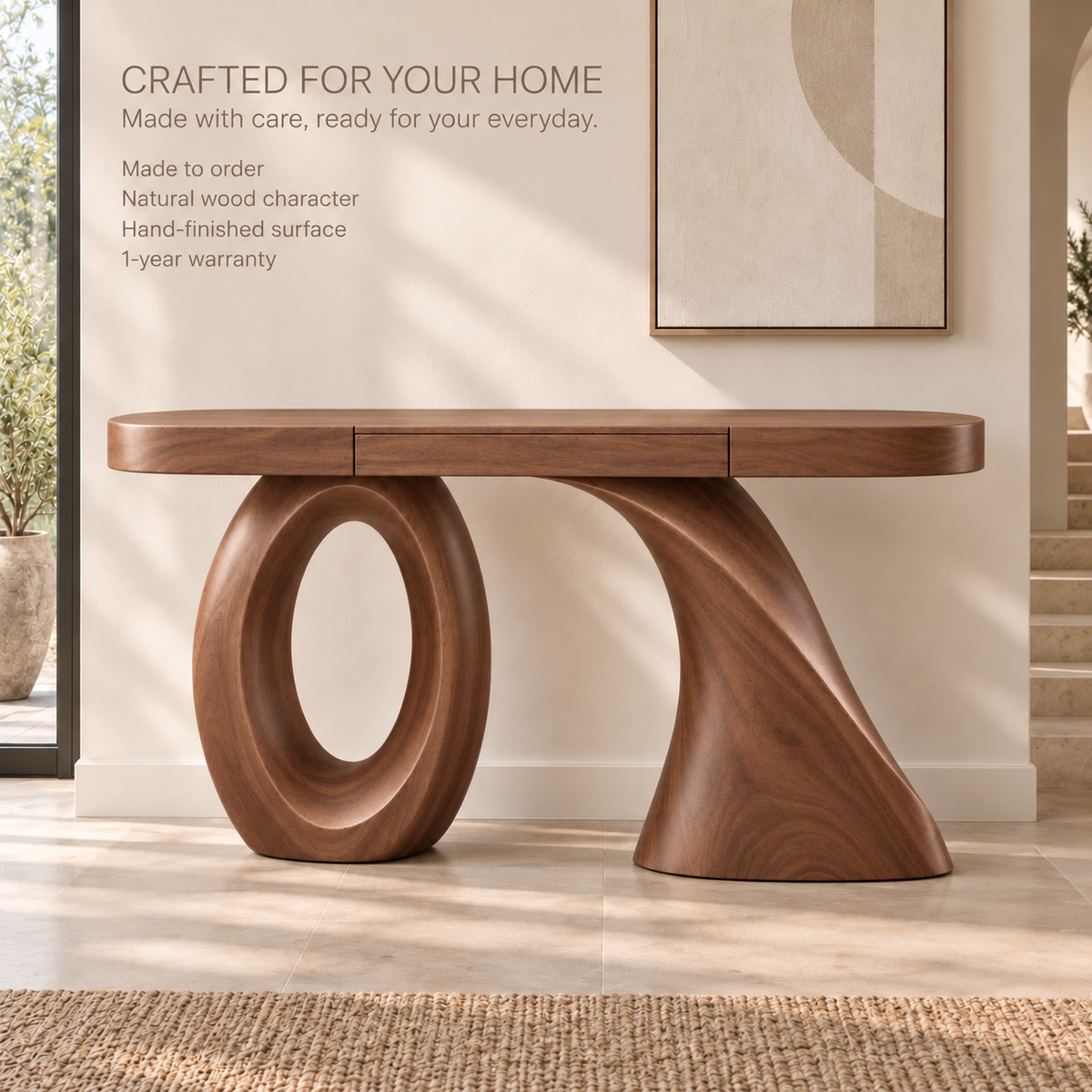 Lucienne Sculptural Solid Wood Console Table - Design 671 - product detail 8