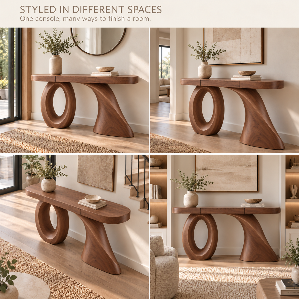 Lucienne Sculptural Solid Wood Console Table - Design 671 - product detail 9