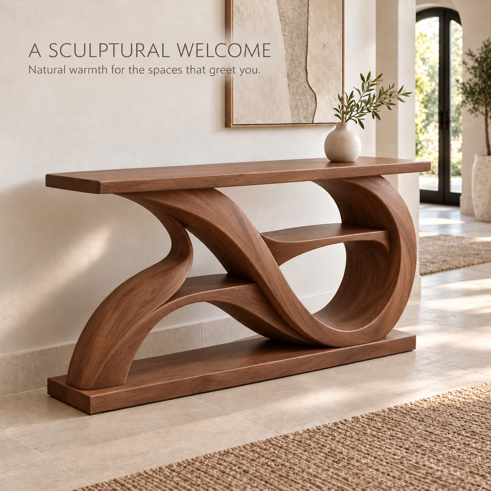 Alora Sculptural Solid Wood Console Table - Design 672 - product detail 1