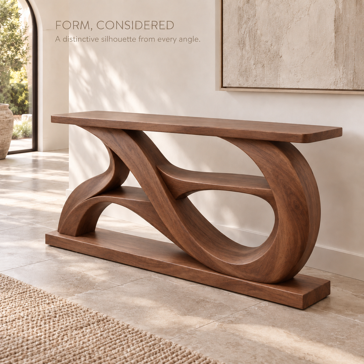 Alora Sculptural Solid Wood Console Table - Design 672 - product detail 2