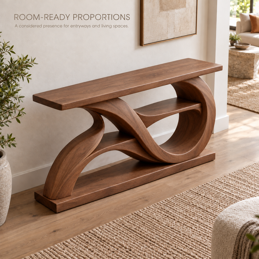 Alora Sculptural Solid Wood Console Table - Design 672 - product detail 3