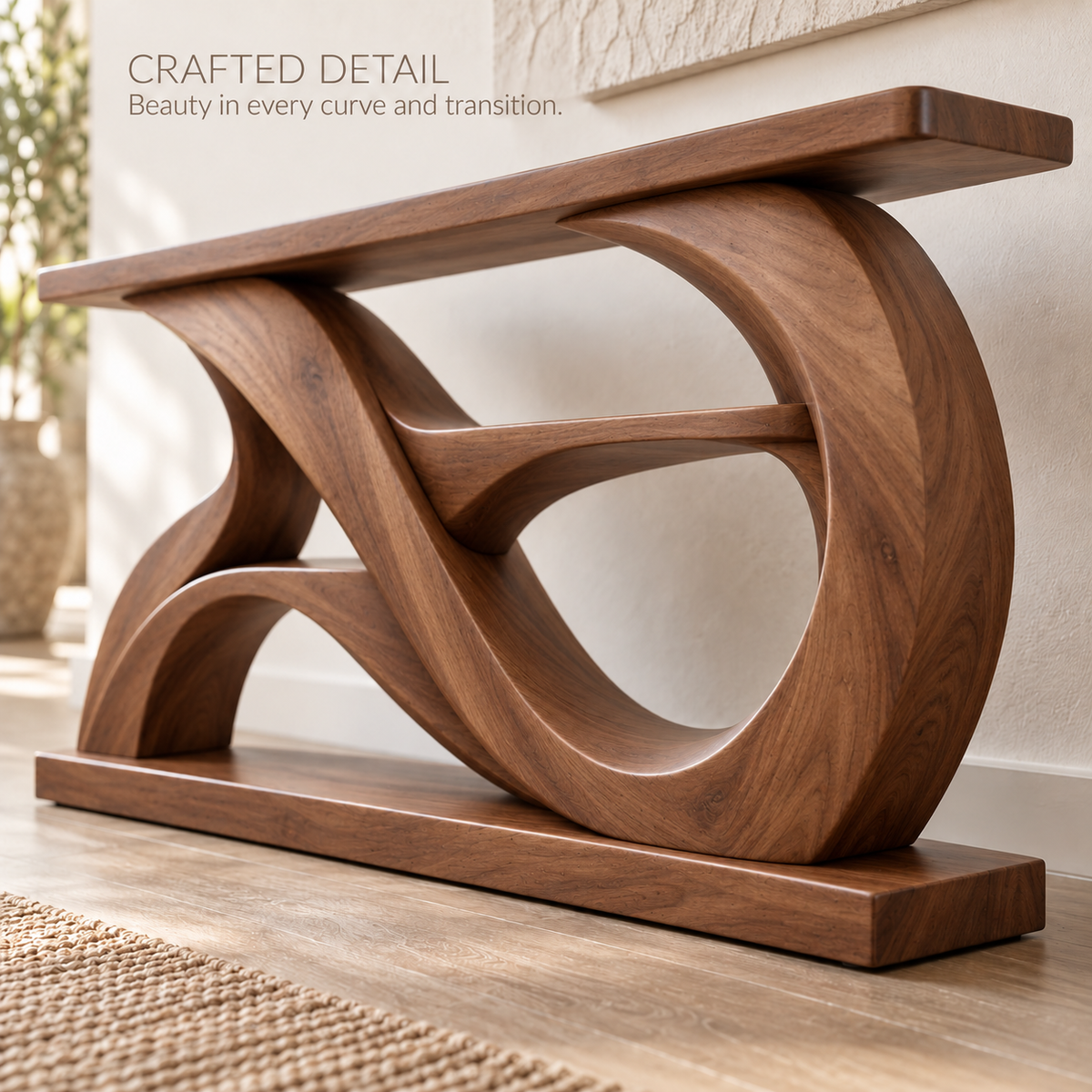 Alora Sculptural Solid Wood Console Table - Design 672 - product detail 5