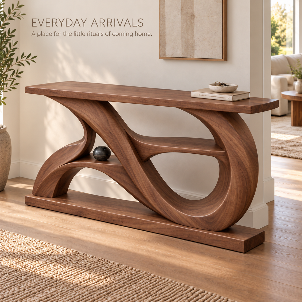 Alora Sculptural Solid Wood Console Table - Design 672 - product detail 6
