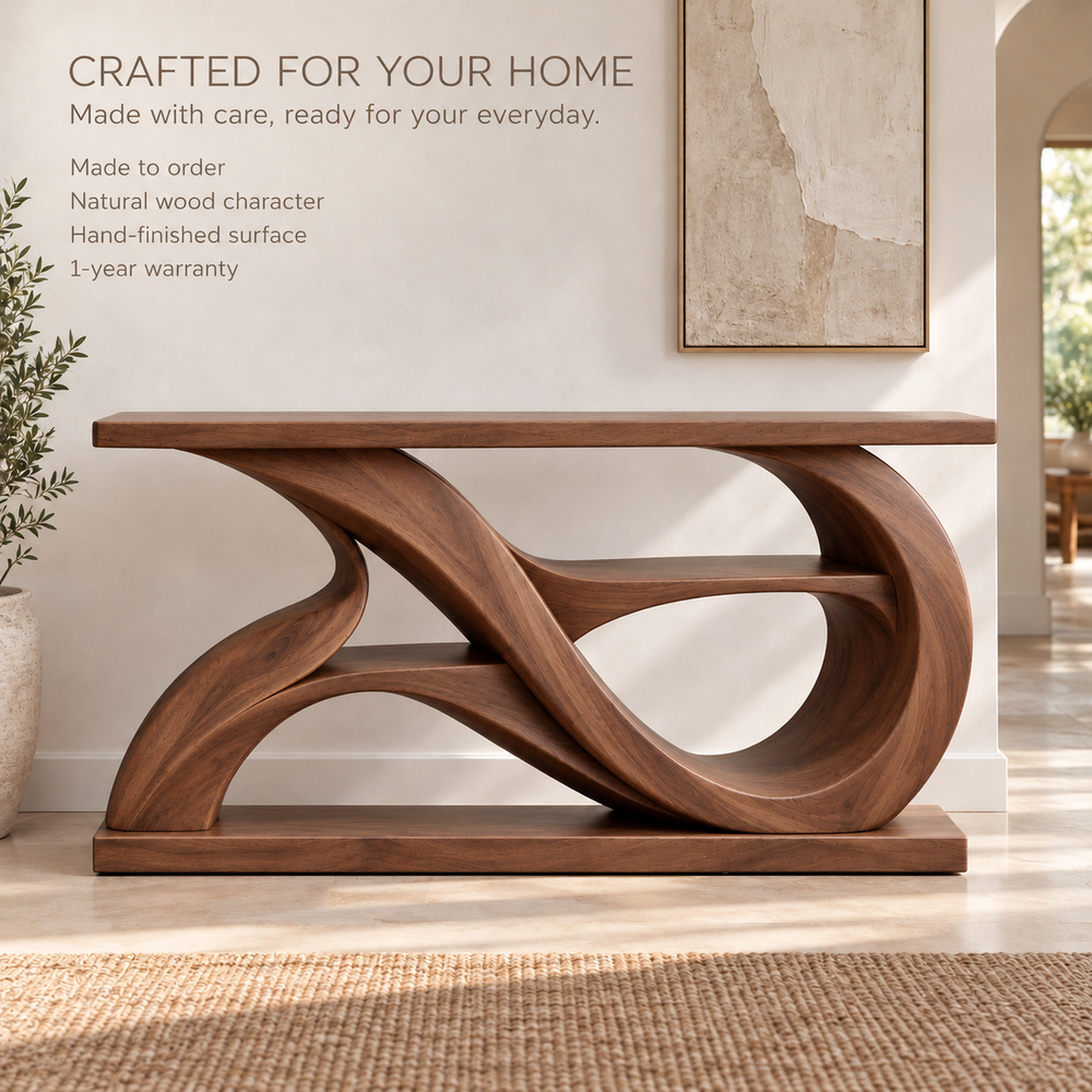 Alora Sculptural Solid Wood Console Table - Design 672 - product detail 8